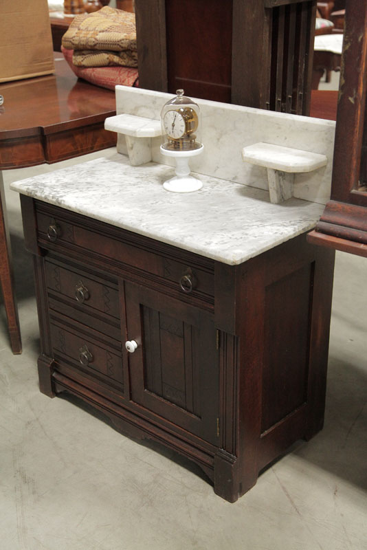 VICTORIAN COMMODE. White marble