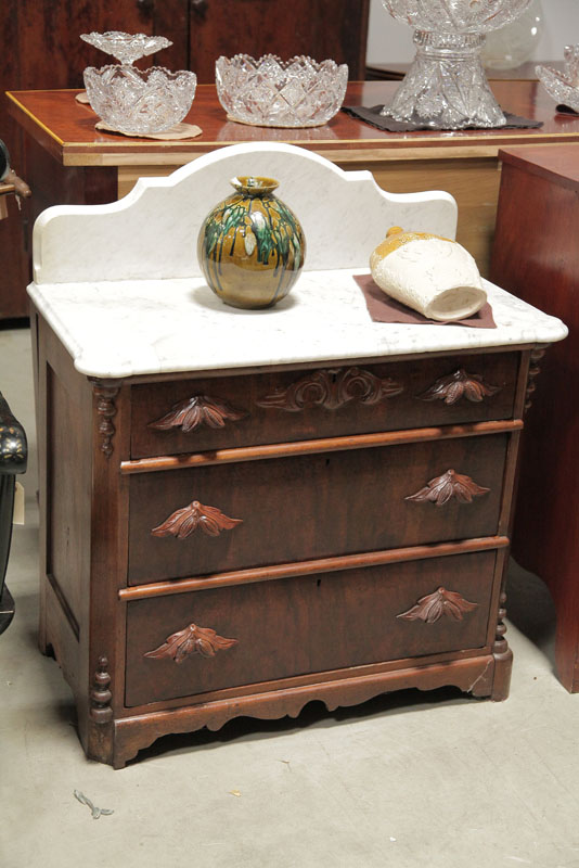 VICTORIAN COMMODE. White marble