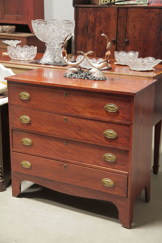 CHEST OF DRAWERS. Mahogany with birch