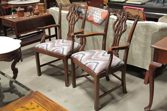 PAIR OF CHIPPENDALE STYLE ARMCHAIRS  110449