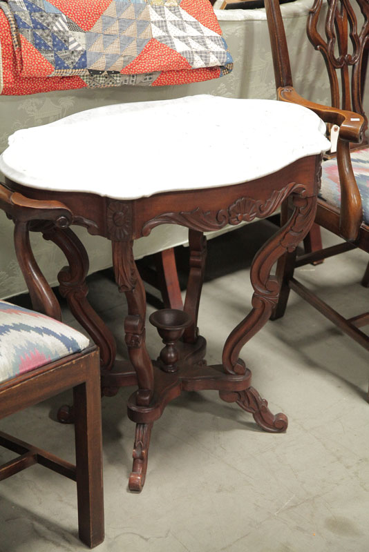 VICTORIAN PARLOR TABLE. Marble  turtle