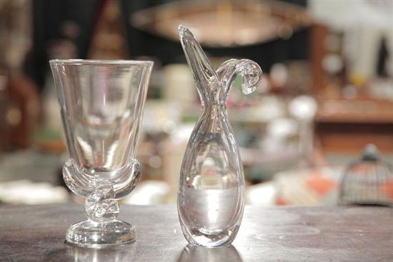 TWO STEUBEN CRYSTAL VASES A bud 110467