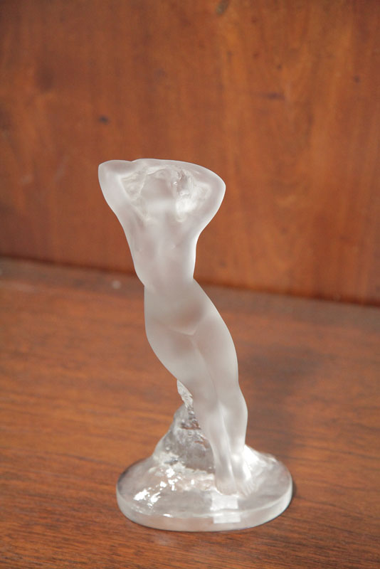 LALIQUE FIGURE. Frosted glass nude