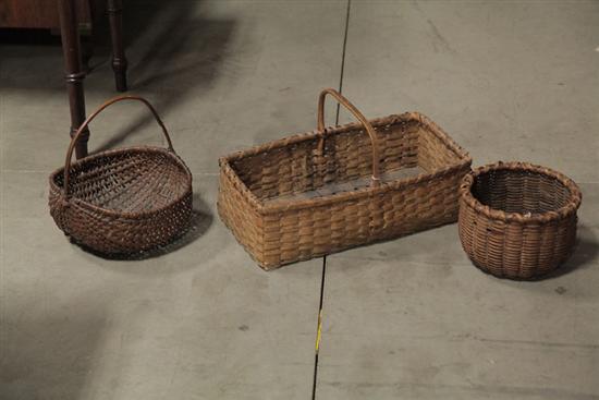 THREE BASKETS. Gathering basket. 9 1/2h.