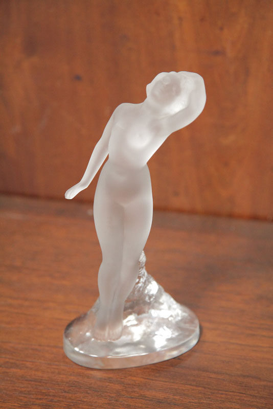 LALIQUE FIGURE. Frosted glass nude