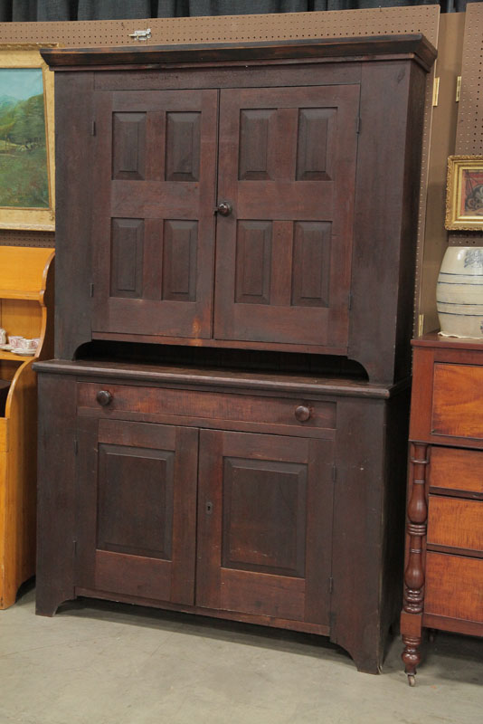 TWO PIECE WALL CUPBOARD Dark stained 110489