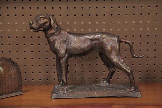 BRONZE DOG SCULPTURE. Standing