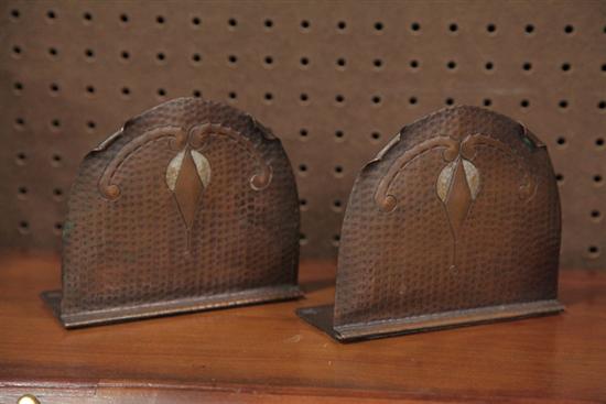 ARTS AND CRAFTS COPPER BOOKENDS. Craftsman