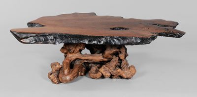 Redwood Slab-Form Coffee Table