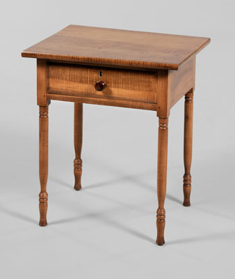 Tiger Maple One-Drawer Stand American,