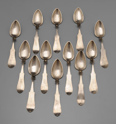 Set of 12 Kentucky Coin Silver Spoons