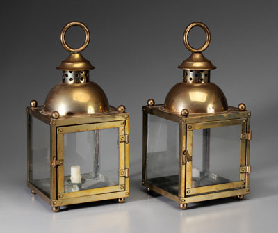 Pair Brass Lanterns Danish, early 20th