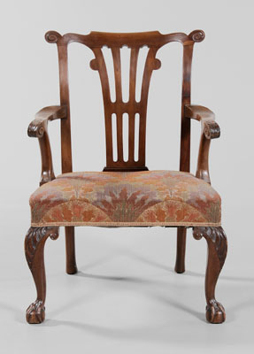 Chippendale Style Mahogany Armchair 110eba