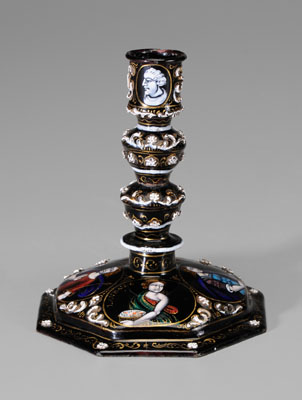 Painted Enamel Candlestick French  110eda