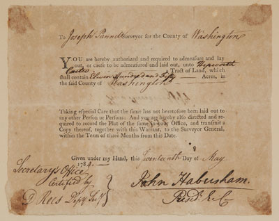 1784 Southern Bounty Warrant Georgia  110ee9