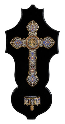 Champlev Holy Water Cross French  110f2e