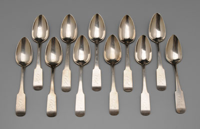 Set of Eleven Coin Silver Spoons New