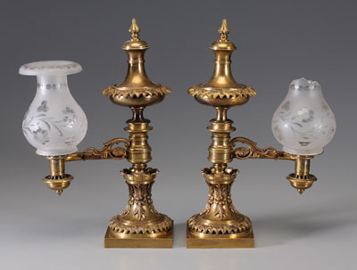 Pair Classical Argand Lamps American