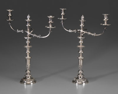 Pair Old Sheffield Plate Candelabra 110f5c