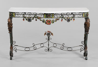 Paint Decorated Wrought Iron Console 110f5e