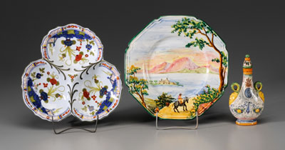 Three Pieces Majolica Italian  110fac