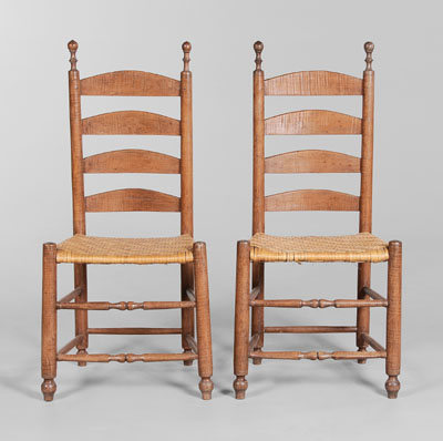 Pair Ladder Back Side Chairs American  111009