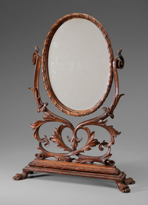 Fine Carved Walnut Tabletop Mirror 19th