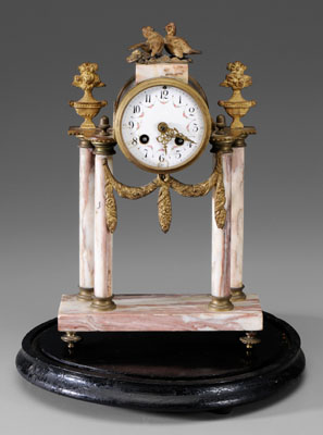 Ormolu Mounted Marble Portico Clock 11104e