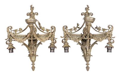 Pair Brass Sconces early 20th century,