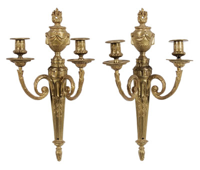 Pair Gilt Brass Sconces 20th century  1110cb