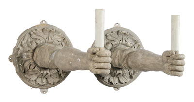 Pair Cast Plaster Arm-Form Sconces