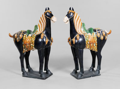 Pair Tang Style Horses Chinese  111177