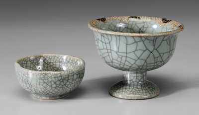 Two Pieces Ge-Type Celadon Porcelain