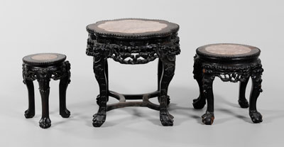 Three Inlaid Tabourets Chinese  11118a