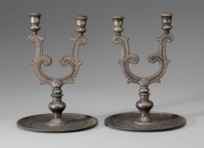 Pair Bidriware Candelabra India  111193