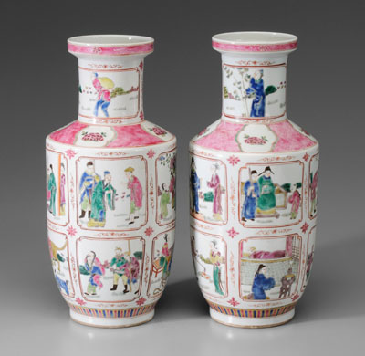 Pair Famille Rose Porcelain Vases 1111a6