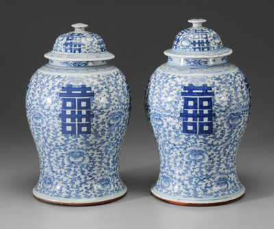 Pair Large Blue and White Porcelain 1111c2