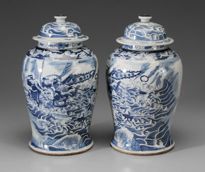 Pair Porcelain Lidded Jars Chinese  1111cc