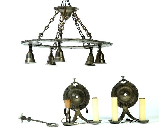 ARTS CRAFTS CHANDELIER WITH MATCHING 1114d1