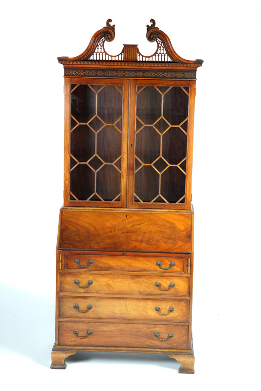 CHIPPENDALE-STYLE SECRETARY BOOKCASE.