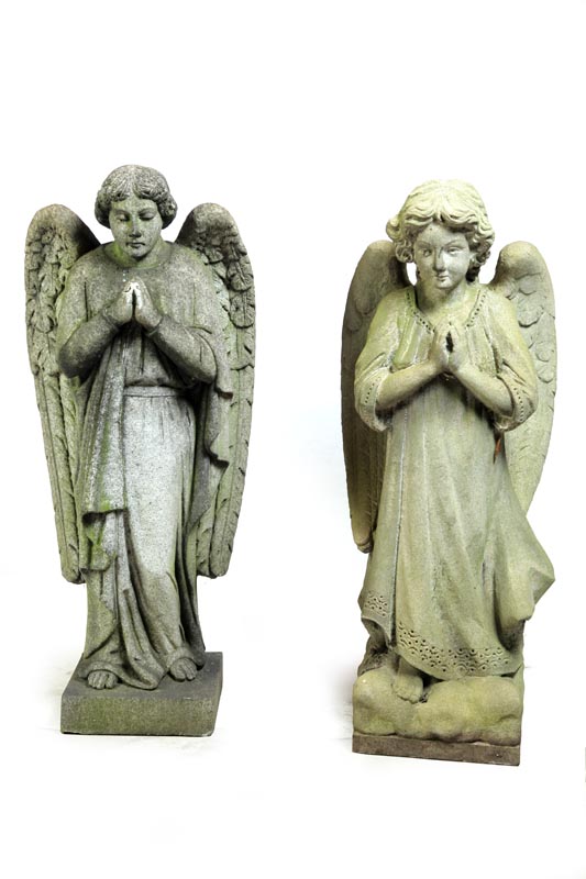 TWO STONE ANGELS.  American or
