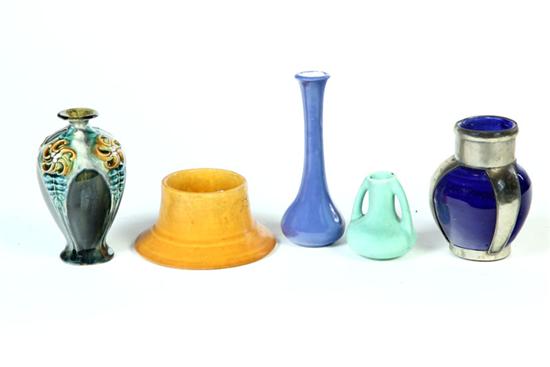 FIVE ART POTTERY VASES.  American and