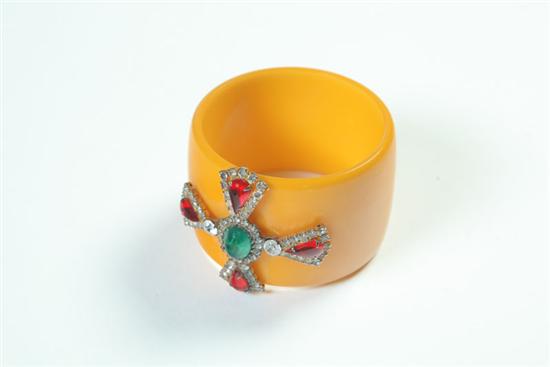 BAKELITE BEJEWELED BANGLE.  American.