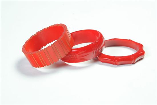 THREE BAKELITE BRACELETS.  American.