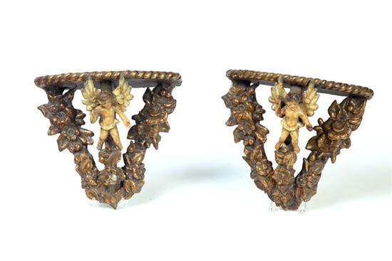 PAIR OF BRACKET SHELVES.  European