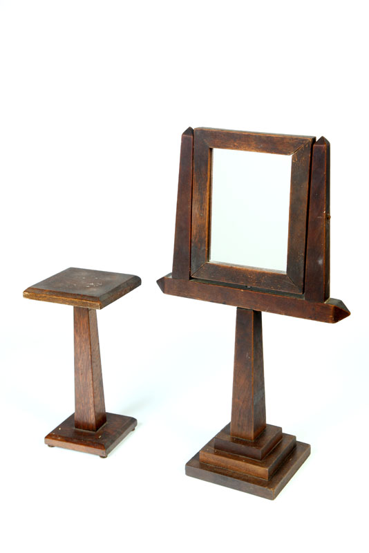 ARTS & CRAFTS MIRROR AND STAND.