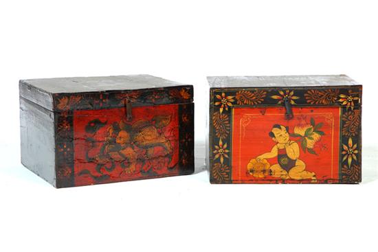 TWO DECORATED BOXES.  China  20th