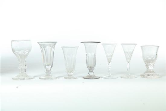 SEVEN CUT GLASS BAR AND WINE GLASSES  1116d3