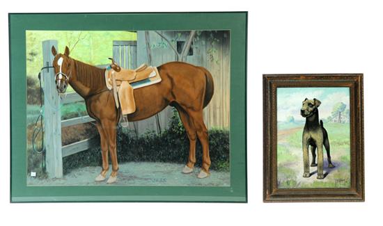 TWO PAINTINGS OF ANIMALS (AMERICAN 