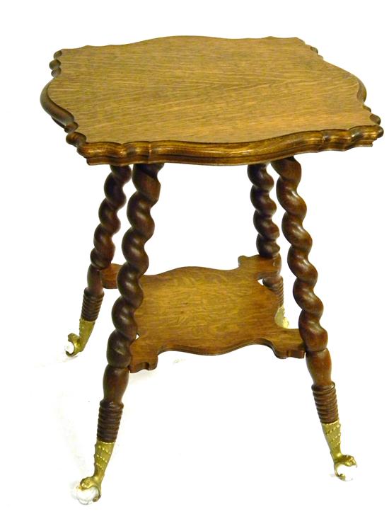 Mid 19th C two tiered oak table 10f28c